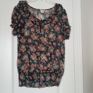 Floral black blouse